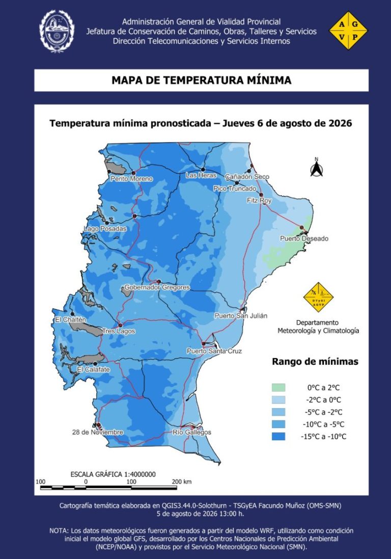 Santa Cruz se prepara para un marcado descenso de temperaturas con nevadas y bancos de niebla.